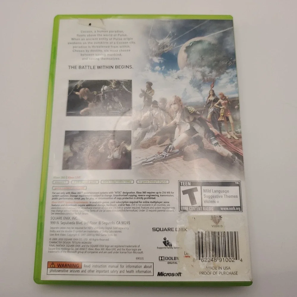 Final Fantasy XIII - Microsoft Xbox 360 Complete, 3 Disc W/ Manual